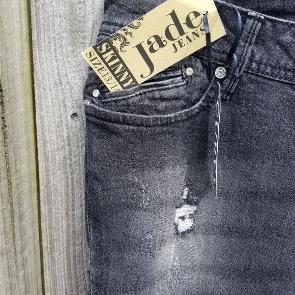 Distressed Black Jade Jeans Embroidered 13 /14 - Picture 3 of 12